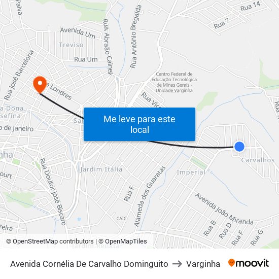 Avenida Cornélia De Carvalho Dominguito to Varginha map