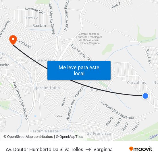 Av. Doutor Humberto Da Silva Telles to Varginha map