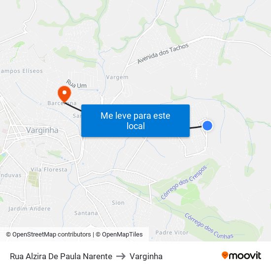 Rua Alzira De Paula Narente to Varginha map