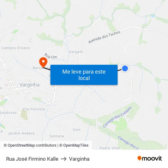 Rua José Firmino Kalle to Varginha map