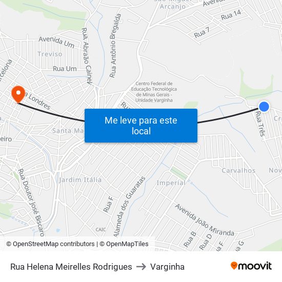 Rua Helena Meirelles Rodrigues to Varginha map