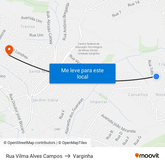 Rua Vilma Alves Campos to Varginha map