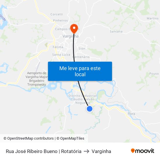Rua José Ribeiro Bueno | Rotatória to Varginha map