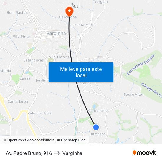 Av. Padre Bruno, 916 to Varginha map