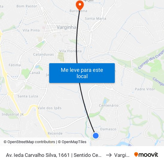 Av. Ieda Carvalho Silva, 1661 | Sentido Centenário to Varginha map