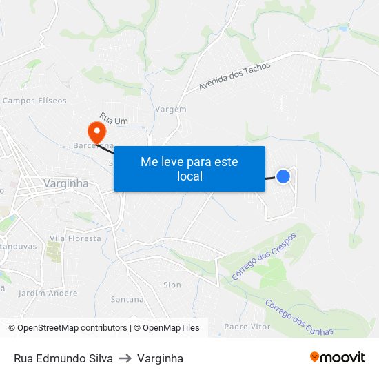 Rua Edmundo Silva to Varginha map