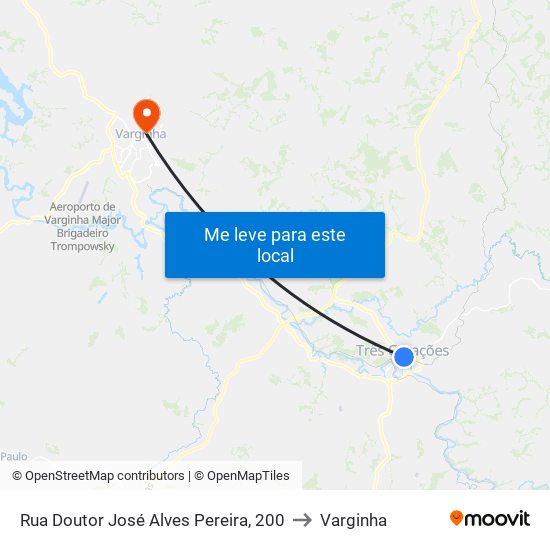 Rua Doutor José Alves Pereira, 200 to Varginha map