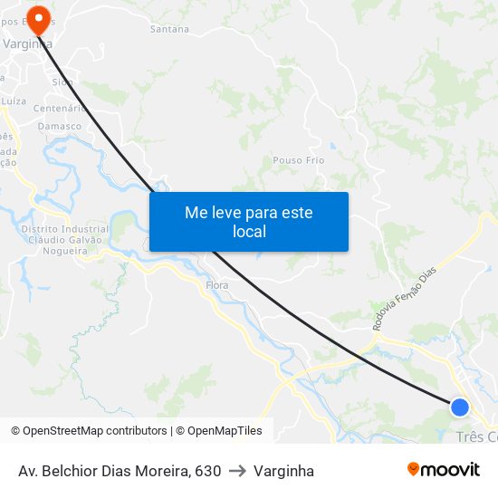 Av. Belchior Dias Moreira, 630 to Varginha map