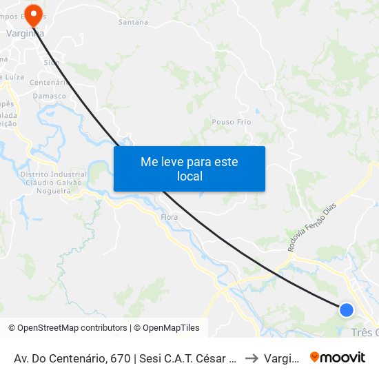 Av. Do Centenário, 670 | Sesi C.A.T. César Vanucci to Varginha map