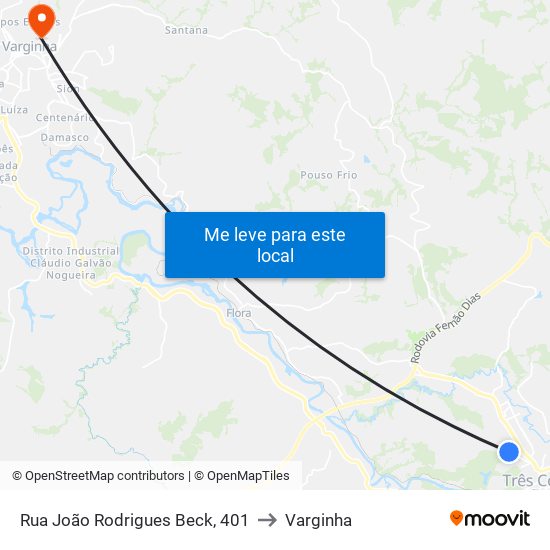 Rua João Rodrigues Beck, 401 to Varginha map