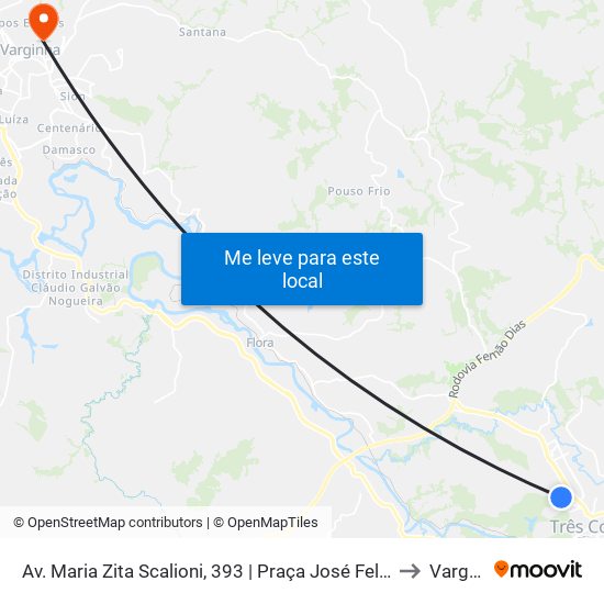 Av. Maria Zita Scalioni, 393 | Praça José Feliciano Nogueira to Varginha map