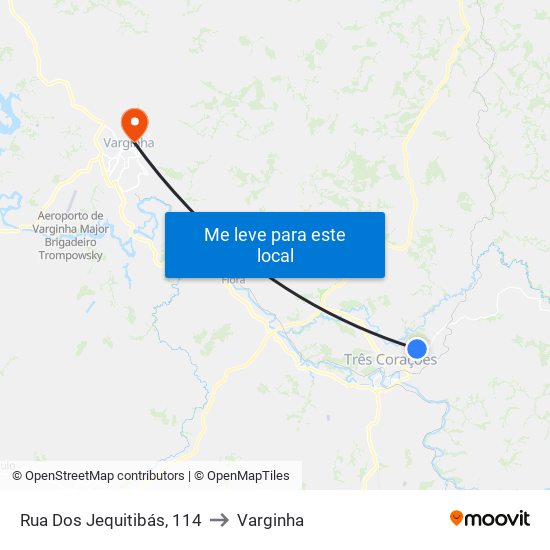 Rua Dos Jequitibás, 114 to Varginha map