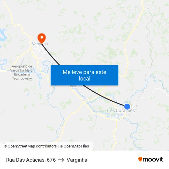 Rua Das Acácias, 676 to Varginha map