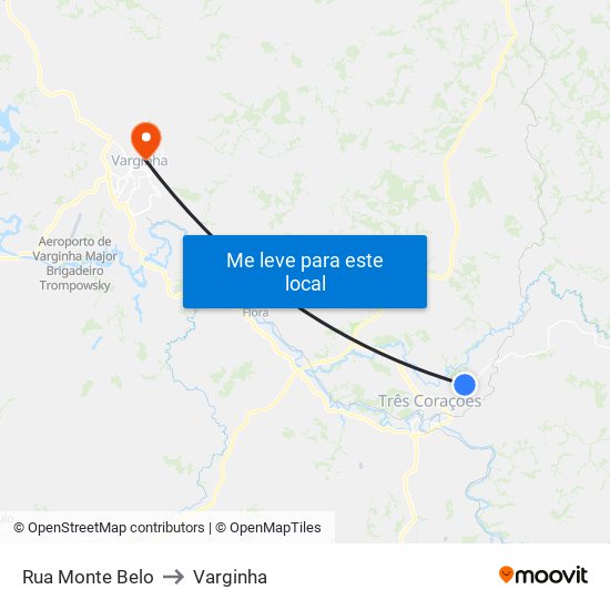 Rua Monte Belo to Varginha map