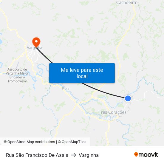 Rua São Francisco De Assis to Varginha map