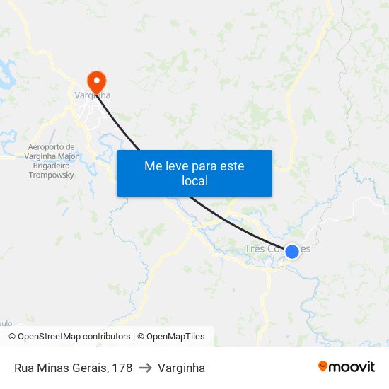 Rua Minas Gerais, 178 to Varginha map