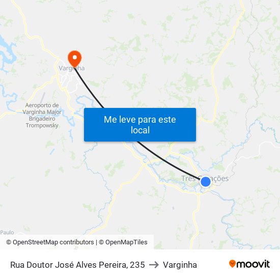 Rua Doutor José Alves Pereira, 235 to Varginha map