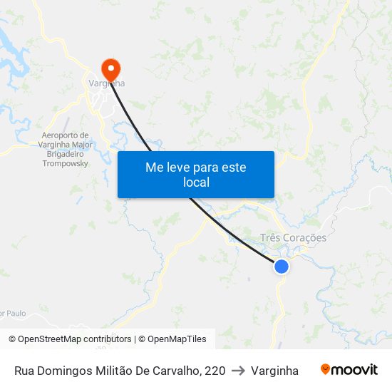 Rua Domingos Militão De Carvalho, 220 to Varginha map