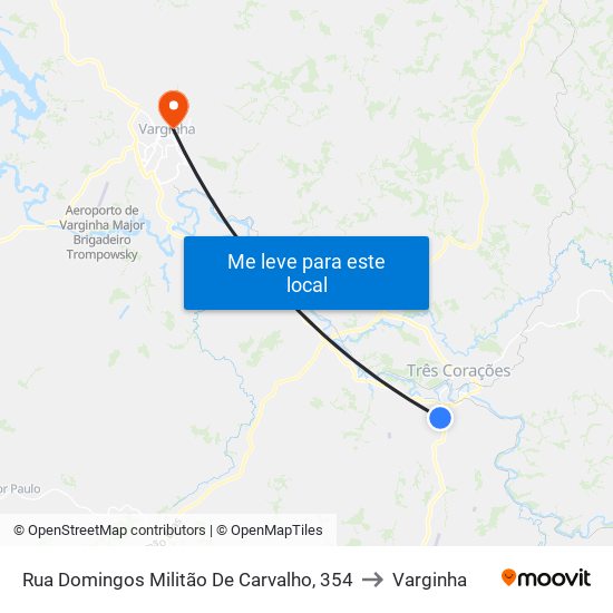 Rua Domingos Militão De Carvalho, 354 to Varginha map