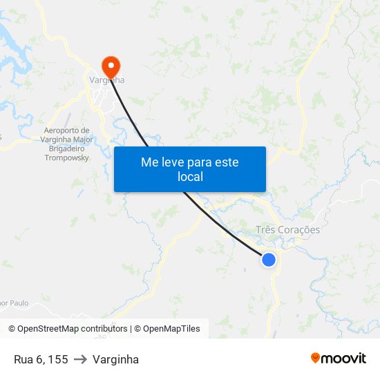 Rua 6, 155 to Varginha map