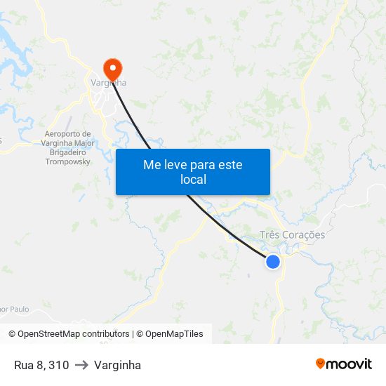 Rua 8, 310 to Varginha map