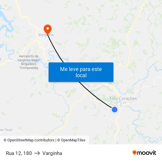 Rua 12, 180 to Varginha map