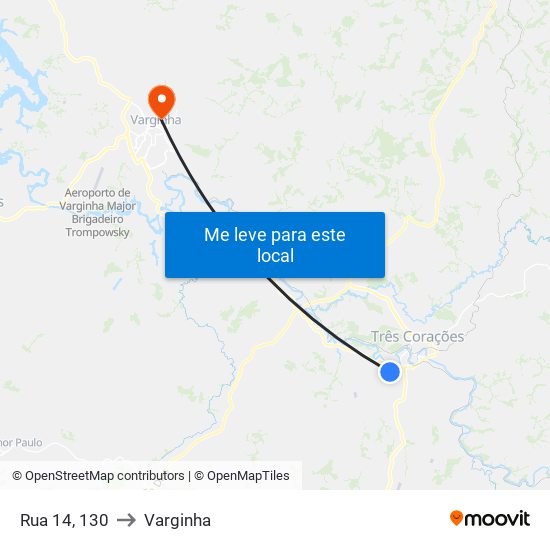 Rua 14, 130 to Varginha map