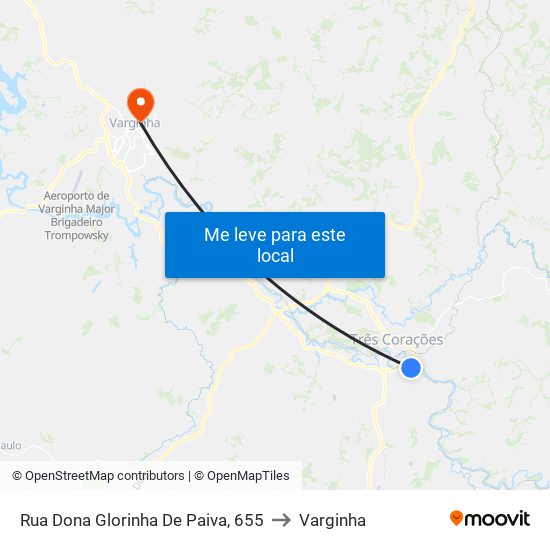 Rua Dona Glorinha De Paiva, 655 to Varginha map