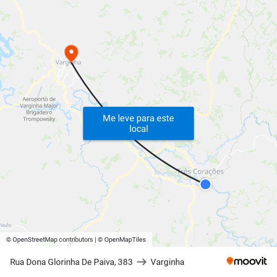 Rua Dona Glorinha De Paiva, 383 to Varginha map