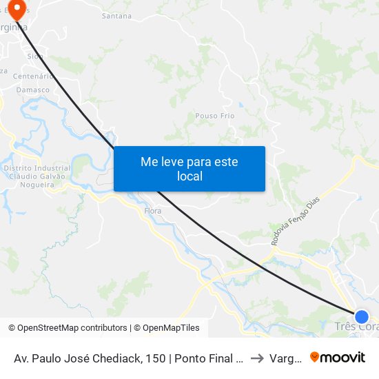 Av. Paulo José Chediack, 150 | Ponto Final Do Jardim Orion to Varginha map