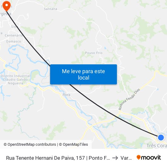 Rua Tenente Hernani De Paiva, 157 | Ponto Final Do Parque São José to Varginha map