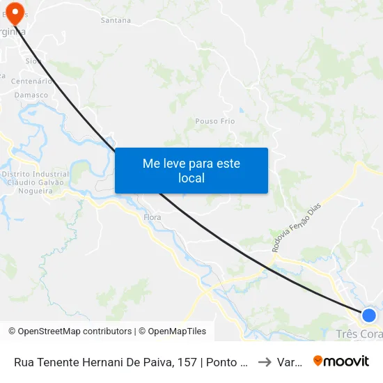 Rua Tenente Hernani De Paiva, 157 | Ponto Final Do Parque São José to Varginha map
