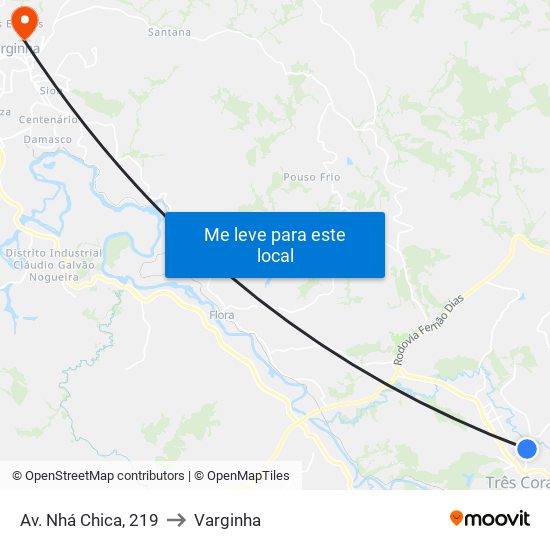 Av. Nhá Chica, 219 to Varginha map