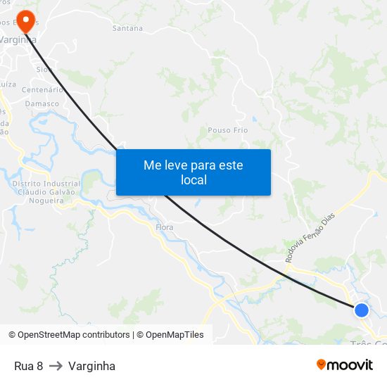 Rua 8 to Varginha map
