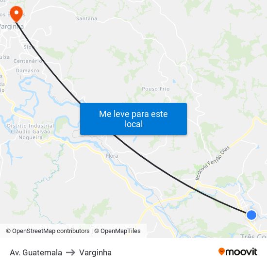 Av. Guatemala to Varginha map