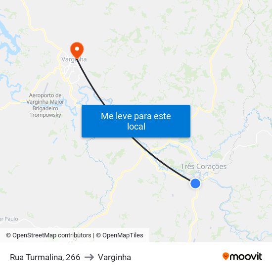 Rua Turmalina, 266 to Varginha map