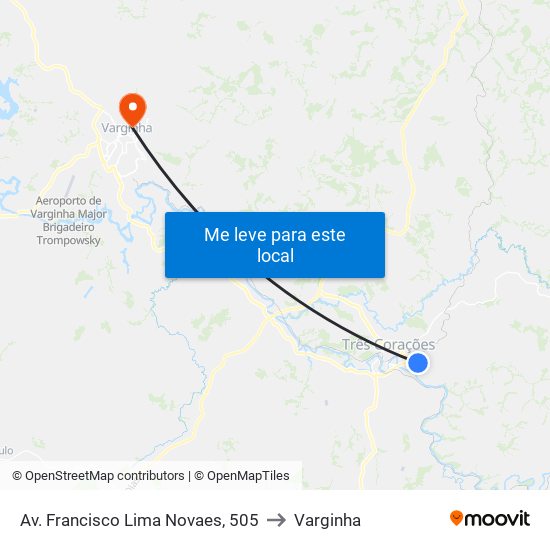Av. Francisco Lima Novaes, 505 to Varginha map
