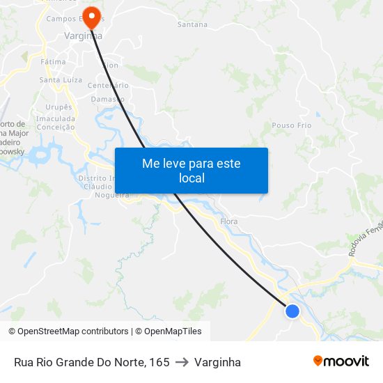 Rua Rio Grande Do Norte, 165 to Varginha map