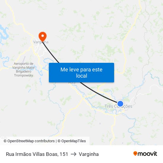 Rua Irmãos Villas Boas, 151 to Varginha map