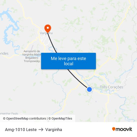 Amg-1010 Leste to Varginha map