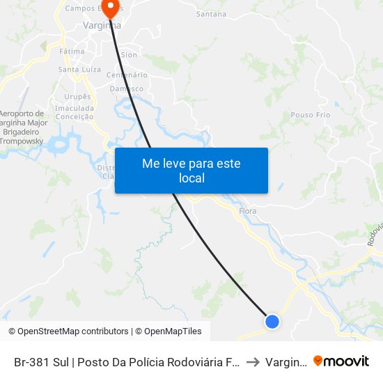 Br-381 Sul | Posto Da Polícia Rodoviária Federal to Varginha map