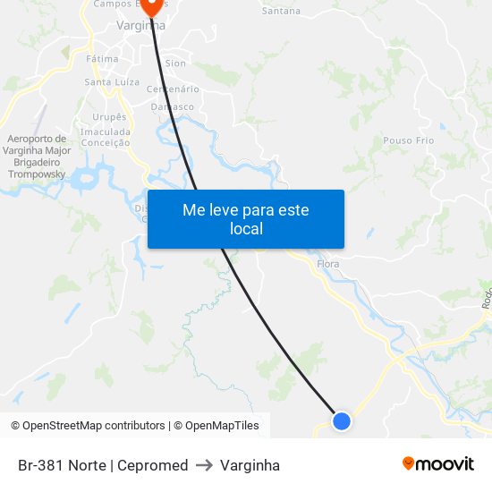 Br-381 Norte | Cepromed to Varginha map