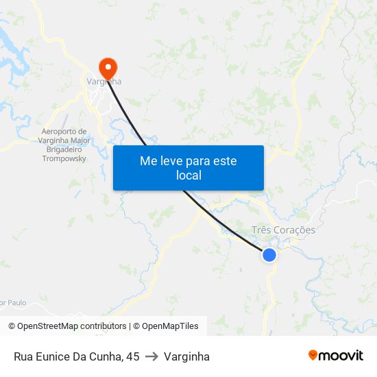 Rua Eunice Da Cunha, 45 to Varginha map