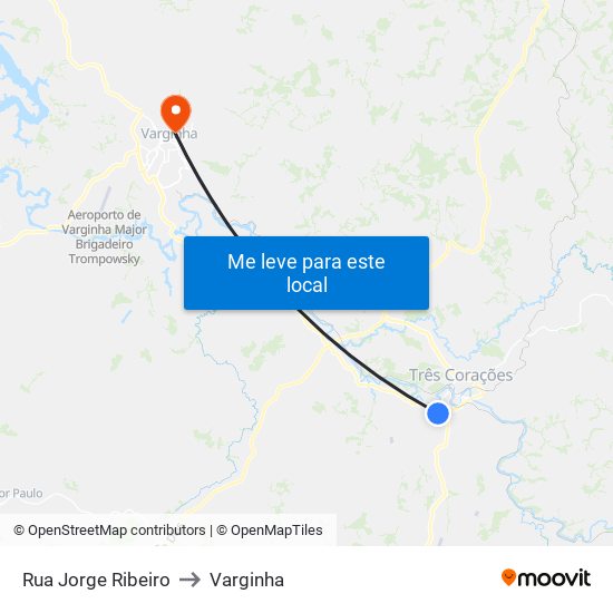 Rua Jorge Ribeiro to Varginha map