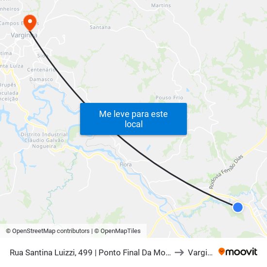 Rua Santina Luizzi, 499 | Ponto Final Da Morada Do Sol to Varginha map