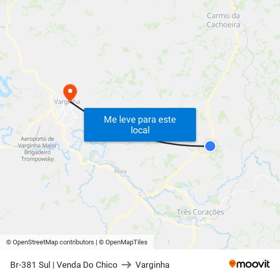 Br-381 Sul | Venda Do Chico to Varginha map