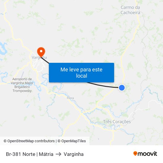 Br-381 Norte | Mátria to Varginha map