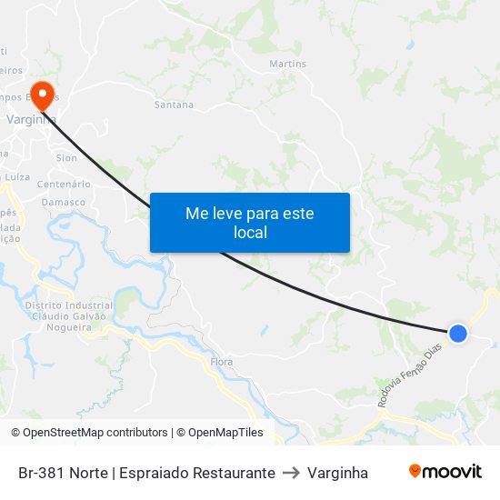 Br-381 Norte | Espraiado Restaurante to Varginha map