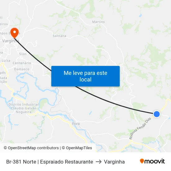 Br-381 Norte | Espraiado Restaurante to Varginha map