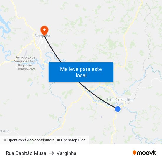 Rua Capitão Musa to Varginha map